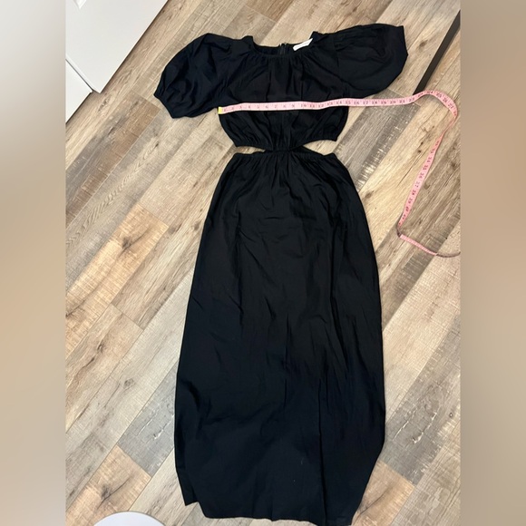 Faithfull the Brand Black Cut-Out Midi Dress puff sleeves size 4 EUC - Picture 2 of 8